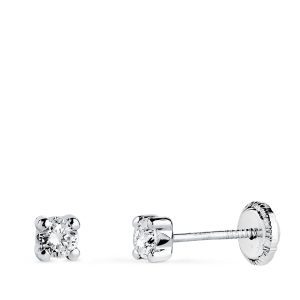 18K PENDIENTES ORO BLANCO CIRCONITA 3MM CON 4 GARRAS. ANCHO: 3,5 MM. CIERRE TUERCA
