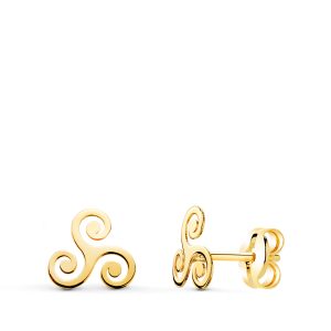 18K PENDIENTES ORO AMARILLO TRISQUEL BRILLO 7 X 7 MM. CIERRE PRESION