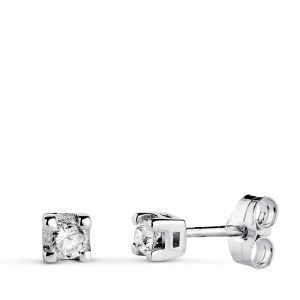 18K PENDIENTES ORO BLANCO DIAMANTES LABORATORIO TALLA BRILLANTE 2,75 MM 0,20 QTS VS2-G. MEDIDA: 3,5X3,5 MM. PRESION