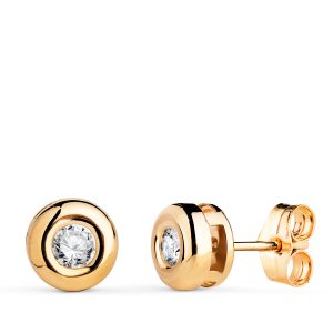 18K PENDIENTES ORO AMARILLO DIAMANTES LABORATORIO 3,40 MM 0,300 QTS VS2-G. MEDIDA: 7X7 MM. CIERRE PRESION