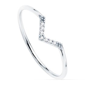 18K SORTIJA ORO BLANCO 7 DIAMANTES 0.035 QTS. G-VS2. CUERPO REDONDO 1 MM