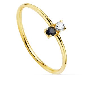 18K SORTIJA ORO AMARILLO DIAMANTE 0,043 QTS. G-VS2. 1 ZAFIRO 2,30 MMCUERPO 1 MM