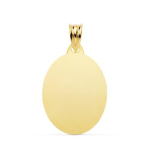 18K PLACA CHAPA OVAL ORO AMARILLO BRILLO 23X18 MM