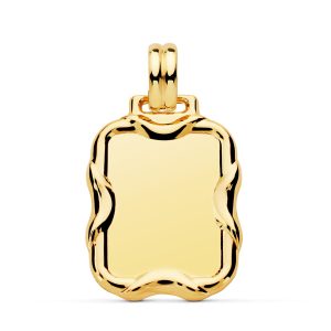 18K PLACA CHAPA LIGERA ORO AMARILLO RECTANGULAR EN BRILLO 23 X 19MM