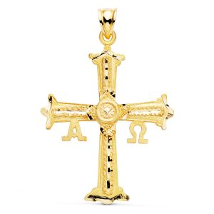 18K CRUZ DE COVADONGA ORO AMARILLO TALLADA 41X31 MM